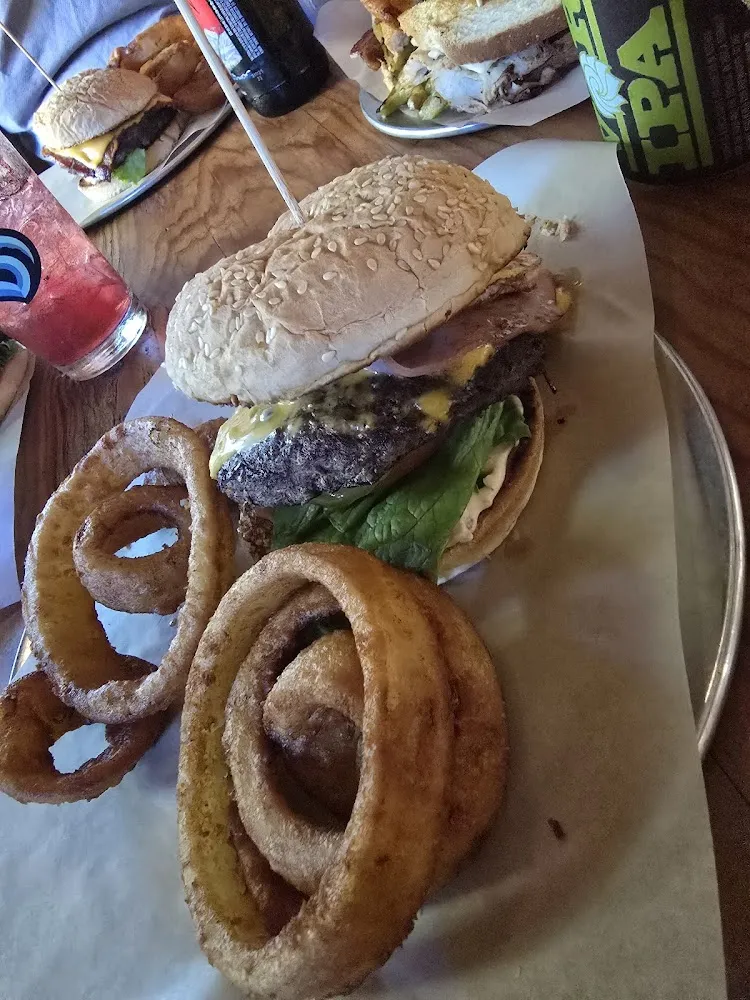 Burger and Onion Rings